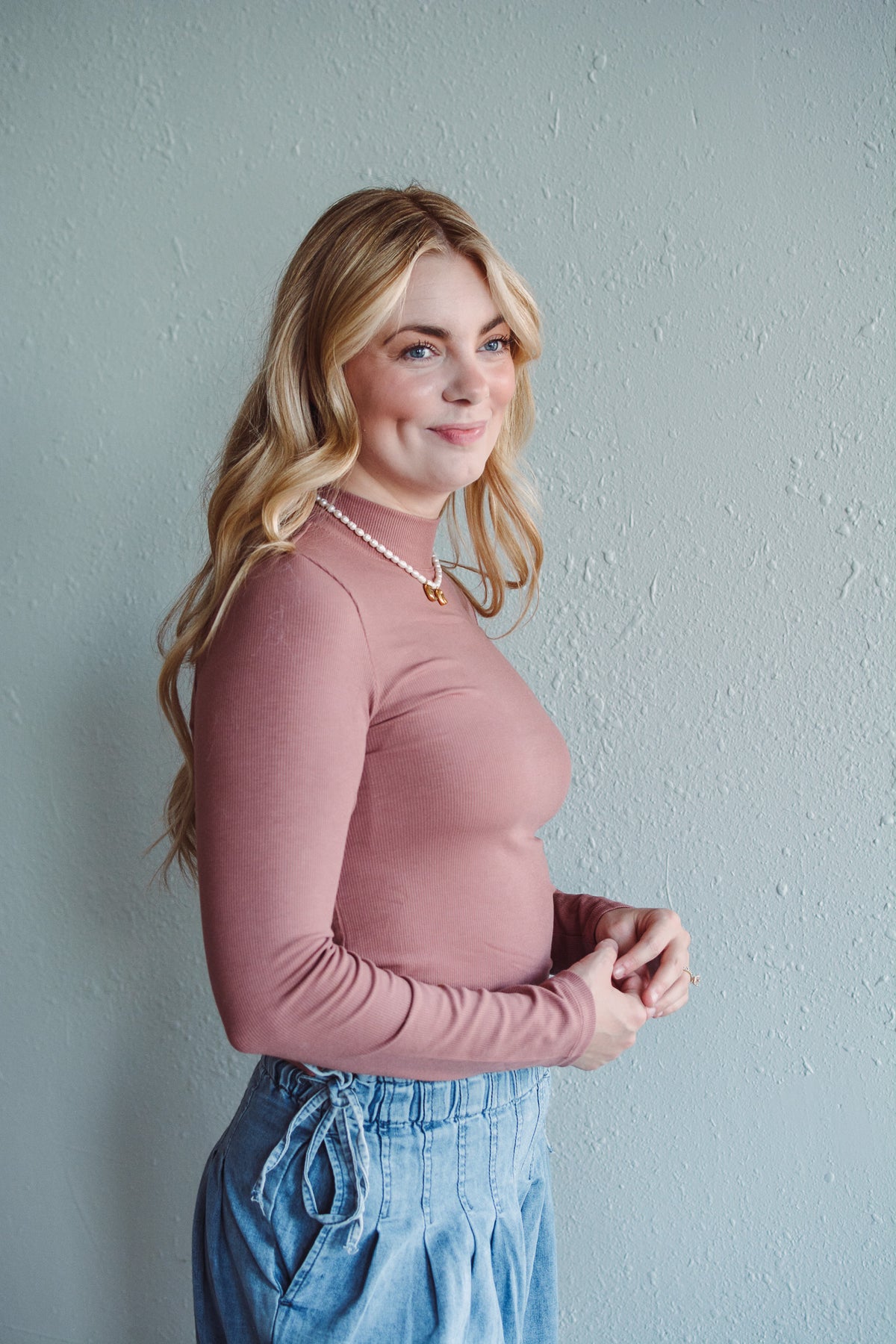Mauve Basic Mock Neck