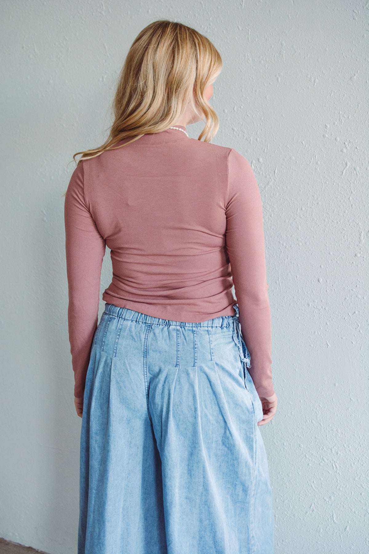Mauve Basic Mock Neck