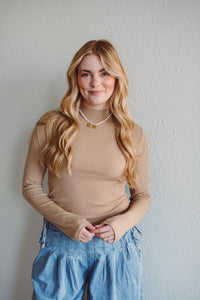 Latte Basic Mock Neck