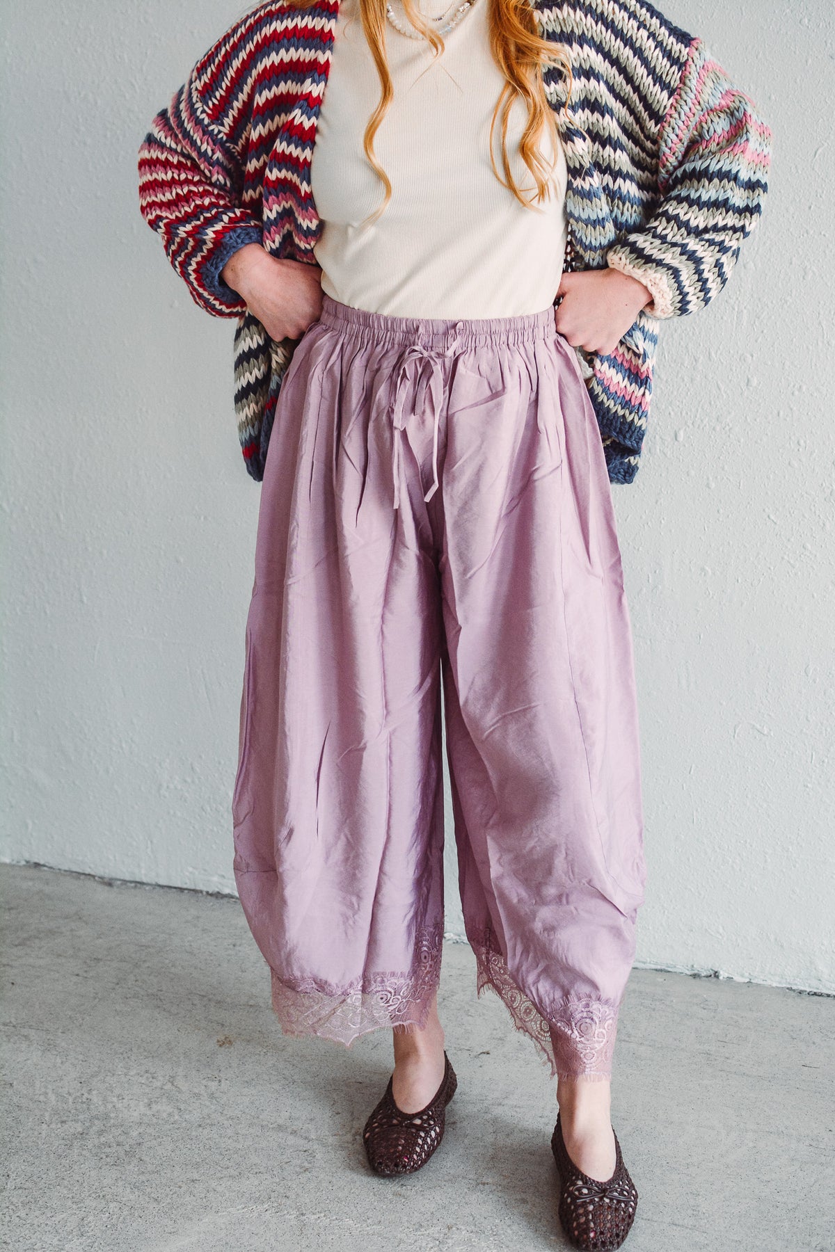Mellie Mauve Lace Pant