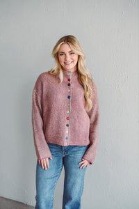 Fuchsia Button Sweater