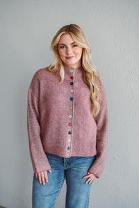 Fuchsia Button Sweater