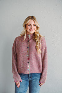 Fuchsia Button Sweater