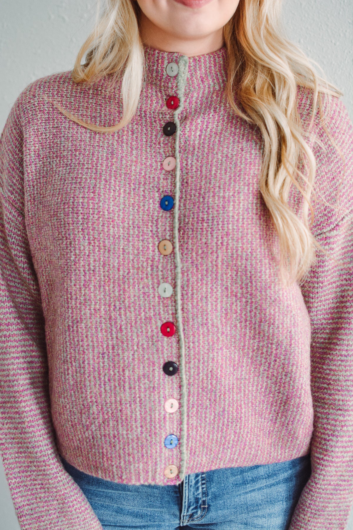 Fuchsia Button Sweater