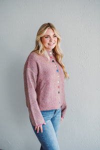 Fuchsia Button Sweater