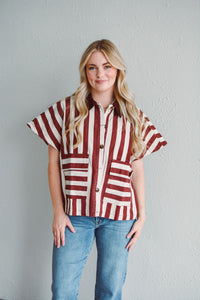 Corduroy Brick Button Up