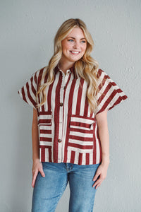 Corduroy Brick Button Up