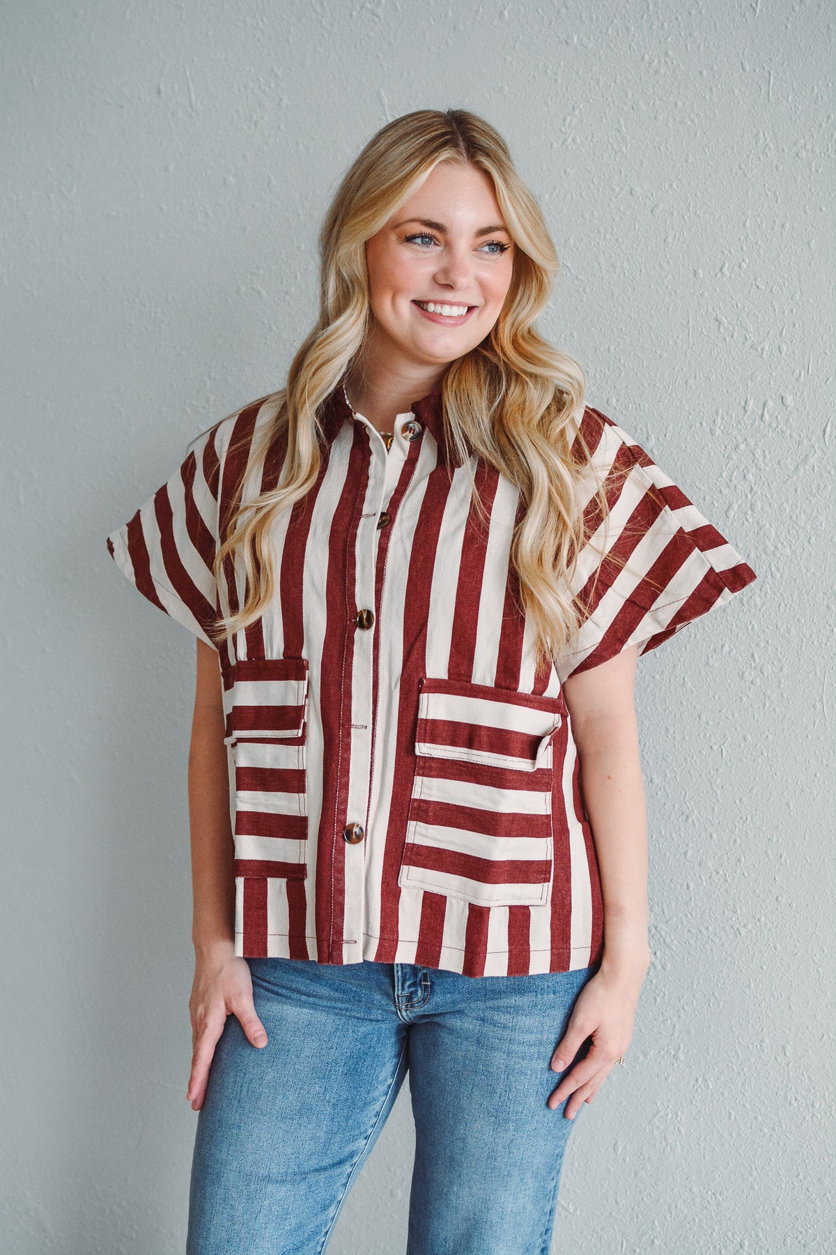 Corduroy Brick Button Up