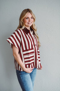 Corduroy Brick Button Up
