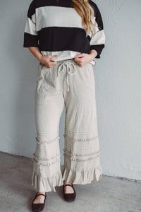 Hannah Ruffle Wide Leg - Latte