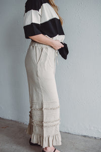 Hannah Ruffle Wide Leg - Latte