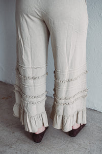 Hannah Ruffle Wide Leg - Latte