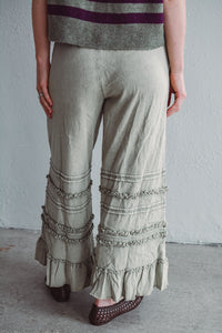 Hannah Ruffle Wide Leg - Sage