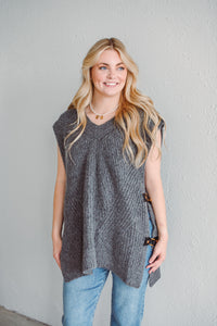 Charcoal Buckle Sweater Vest