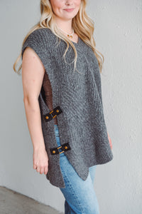 Charcoal Buckle Sweater Vest