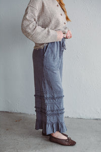 Hannah Ruffle Wide Leg - Smoke