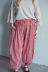 Red Stripe Balloon Pants