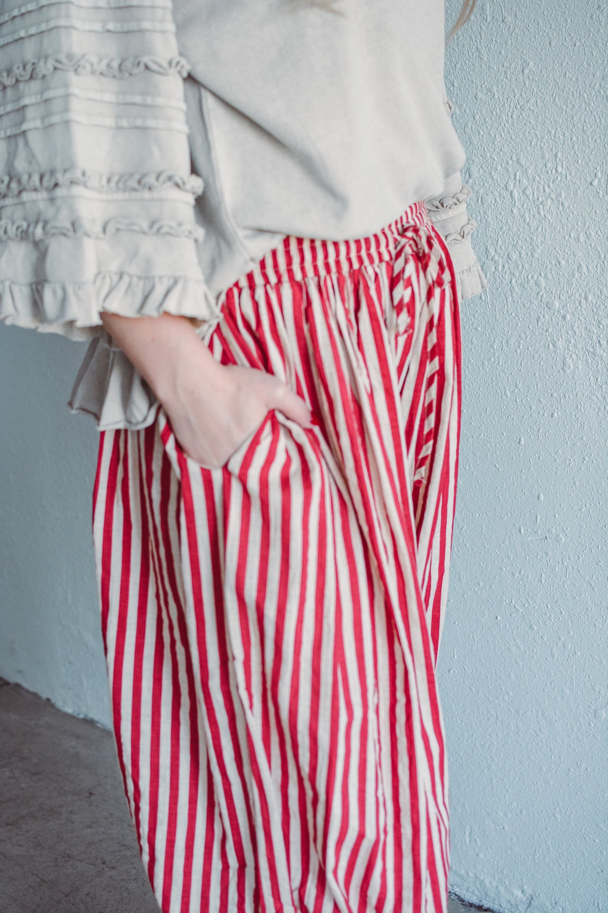 Red Stripe Balloon Pants