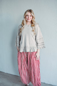 Red Stripe Balloon Pants