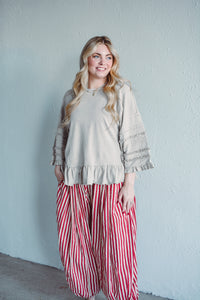 Red Stripe Balloon Pants