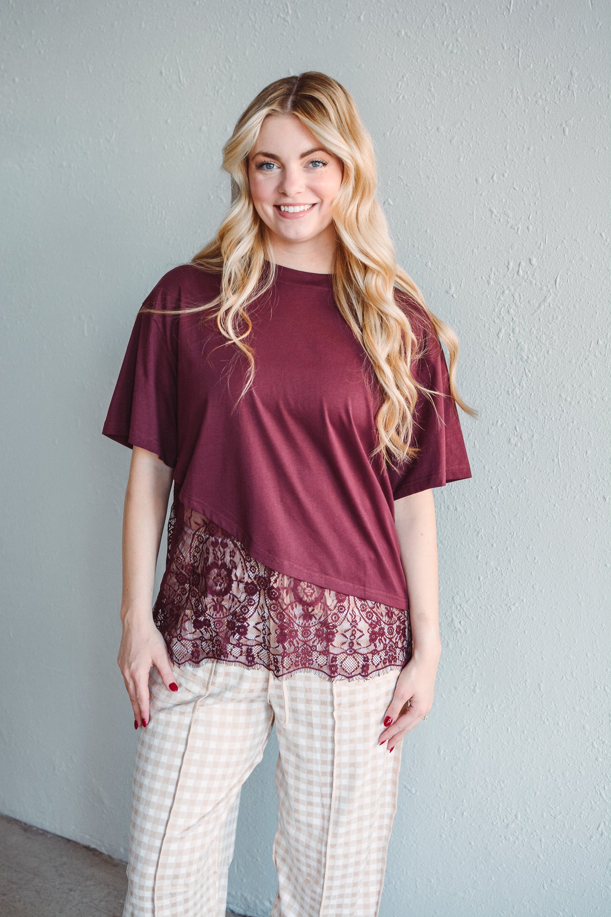 Sienna Asymmetrical Burgundy Top