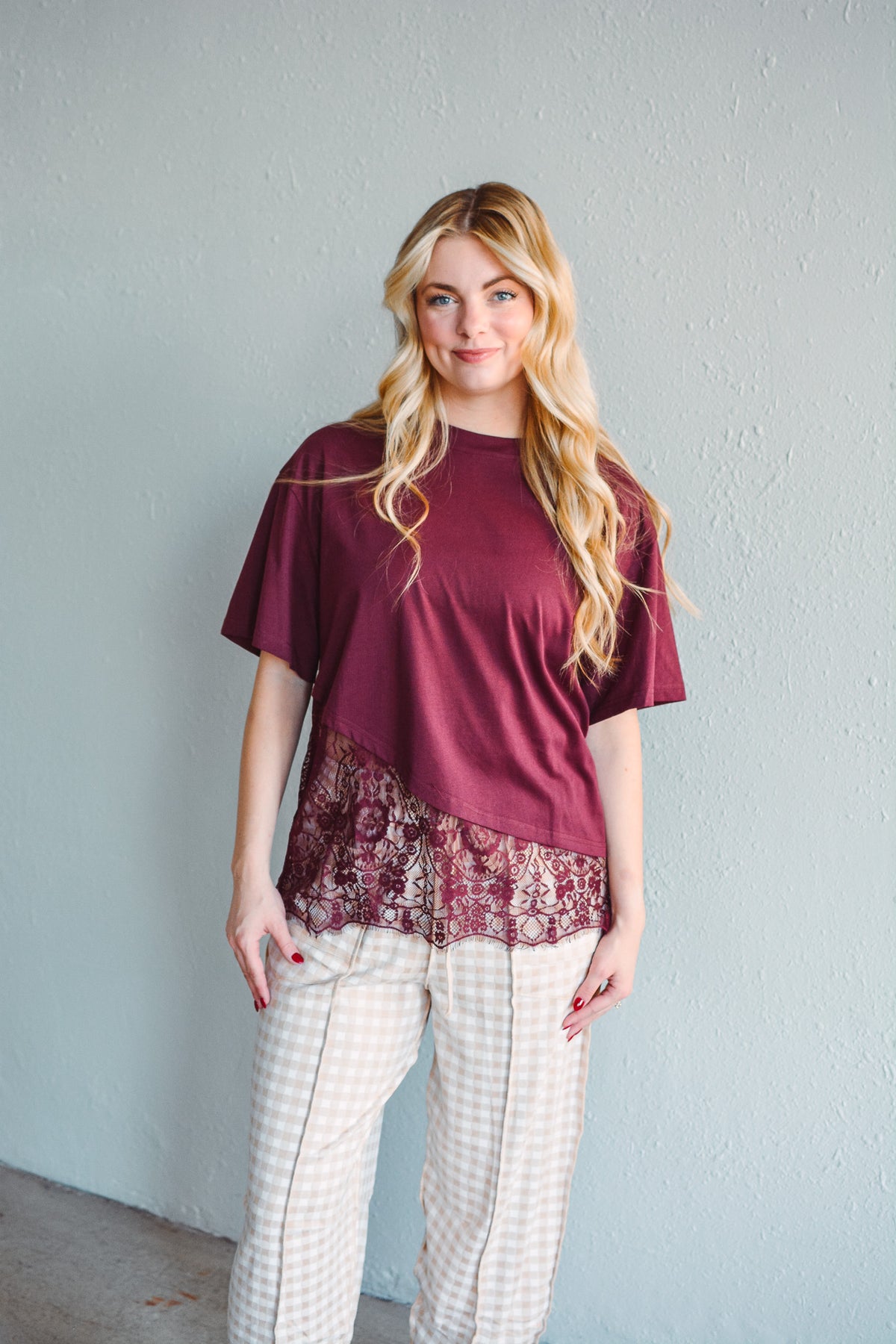 Sienna Asymmetrical Burgundy Top