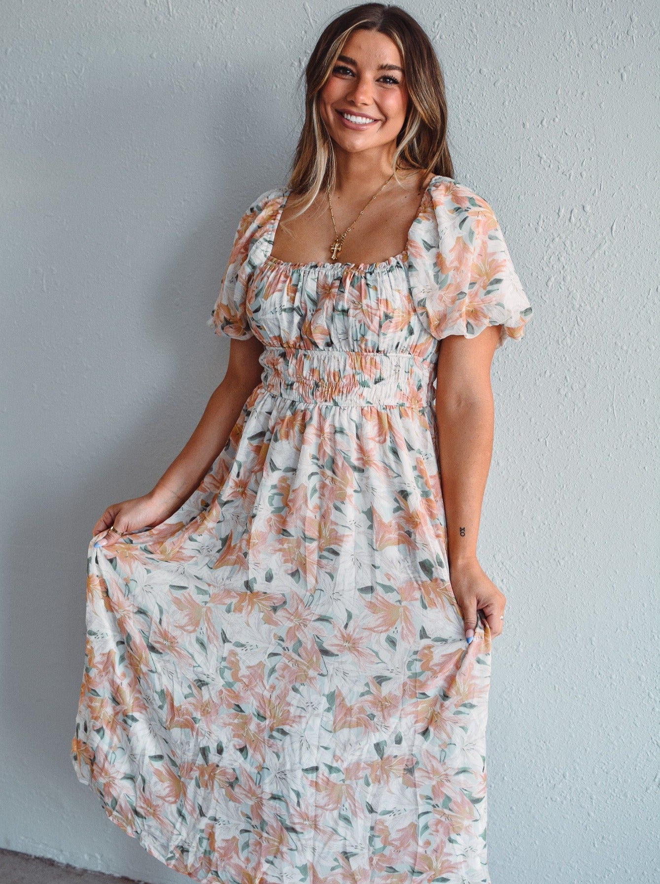 Pastel Floral Dress Rhinestones and Roses Pastel Floral Dress Rhinestones and Roses
