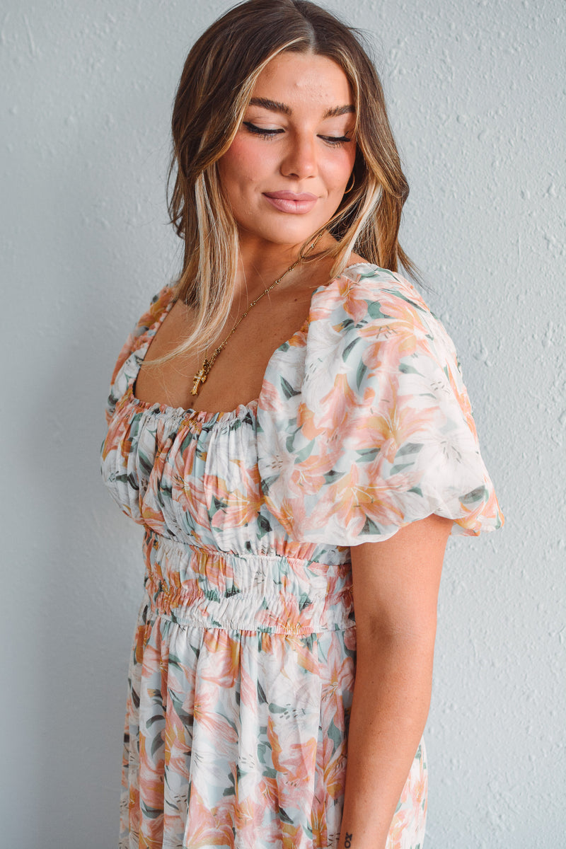 pastel dress with sleeves Pastel Floral Dress – Rhinestones and Roses