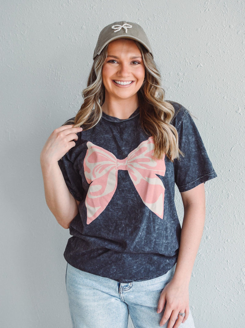 Pink Bow Vintage Graphic Tee