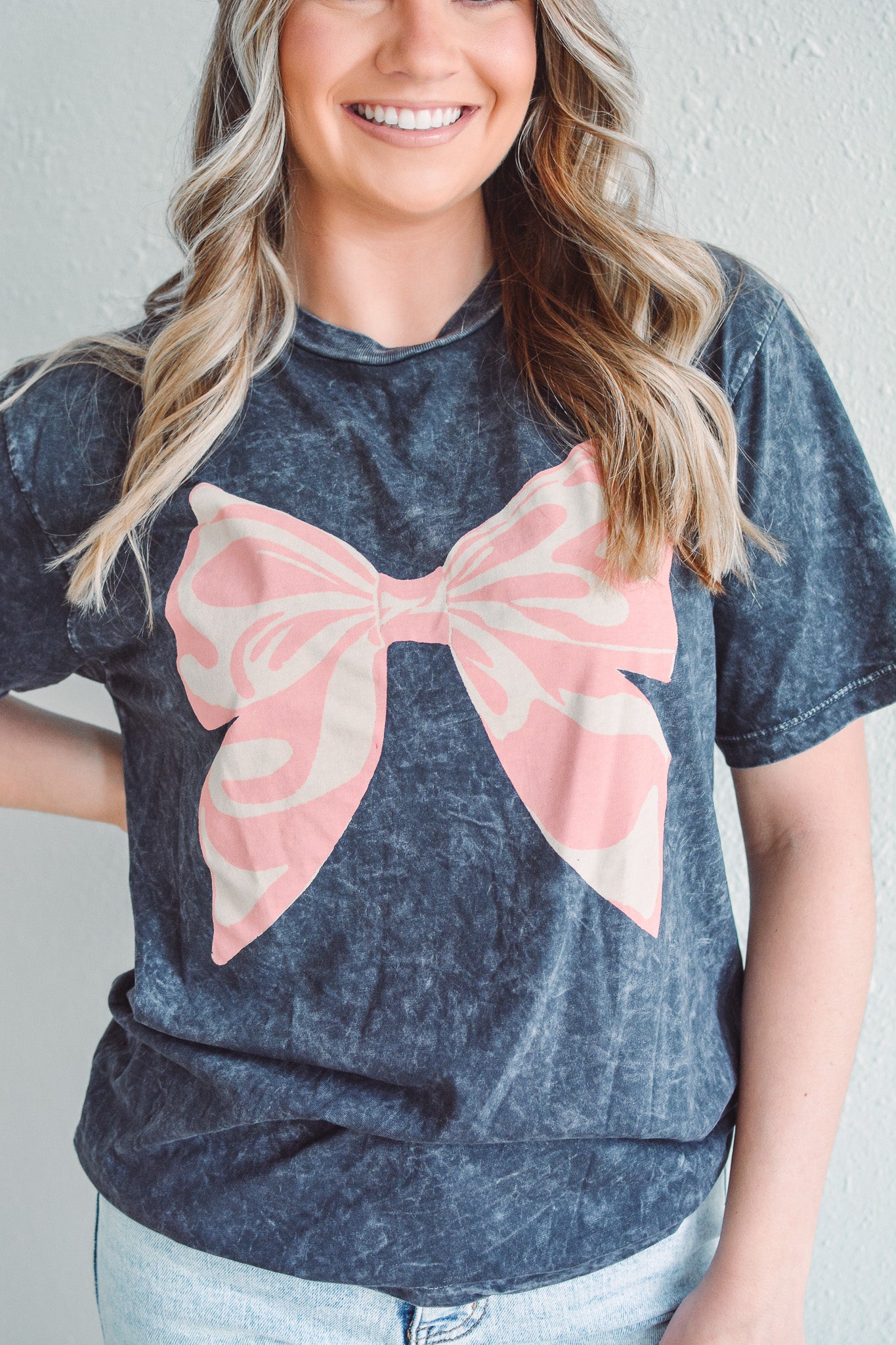 Pink Bow Vintage Graphic Tee Pink Bow Vintage Graphic Tee