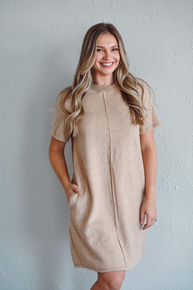 Clocking in Beige Dress