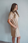 Clocking in Beige Dress