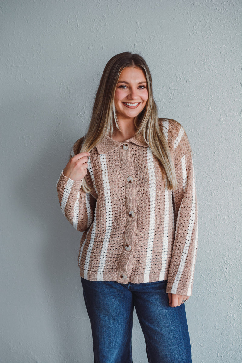 Swiss Stripe Sand Sweater