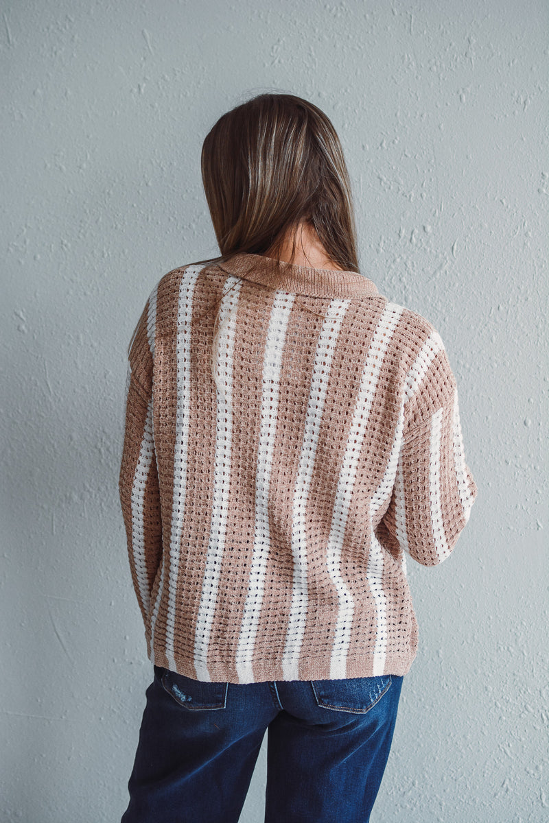 Swiss Stripe Sand Sweater