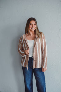 Swiss Stripe Sand Sweater