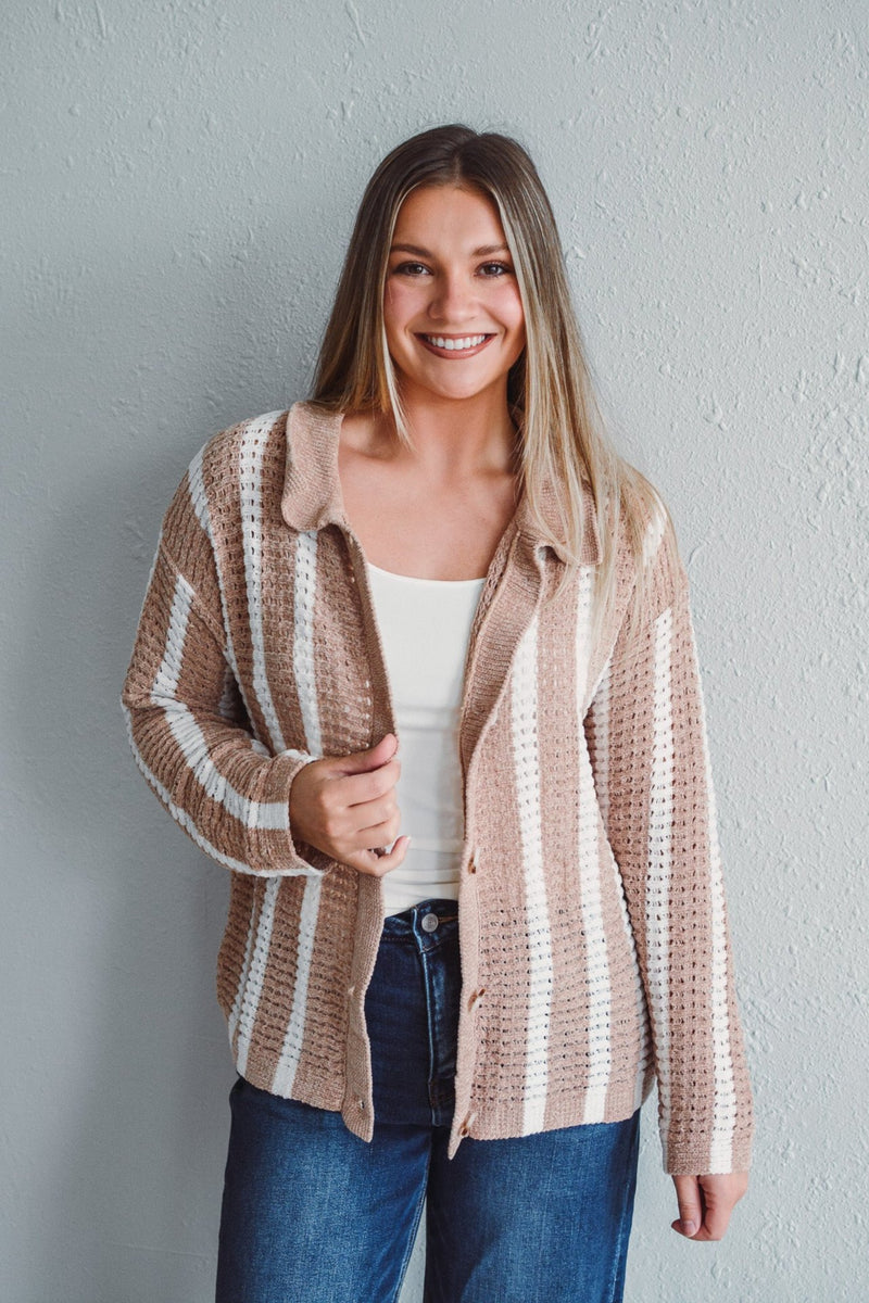 Swiss Stripe Sand Sweater