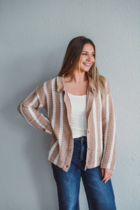 Swiss Stripe Sand Sweater