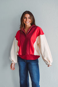 Maroon Moment Colorblock Sweatshirt