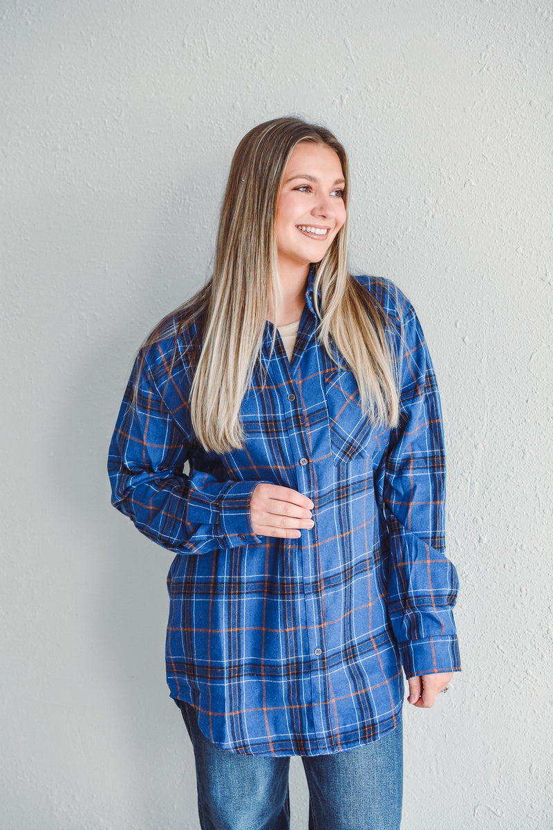 Spiced Ember Blue Flannel