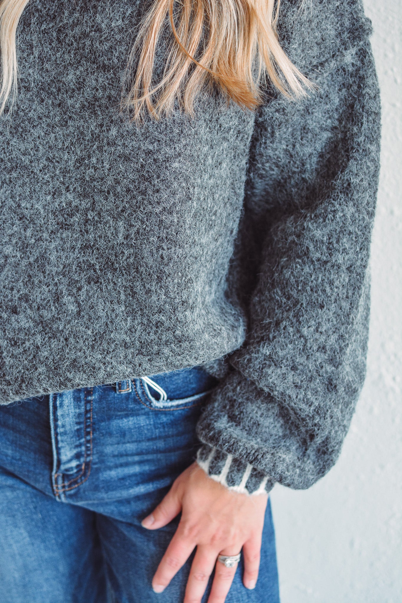 Grey Threaded Contrast Sweater Grey Threaded Contrast Sweater