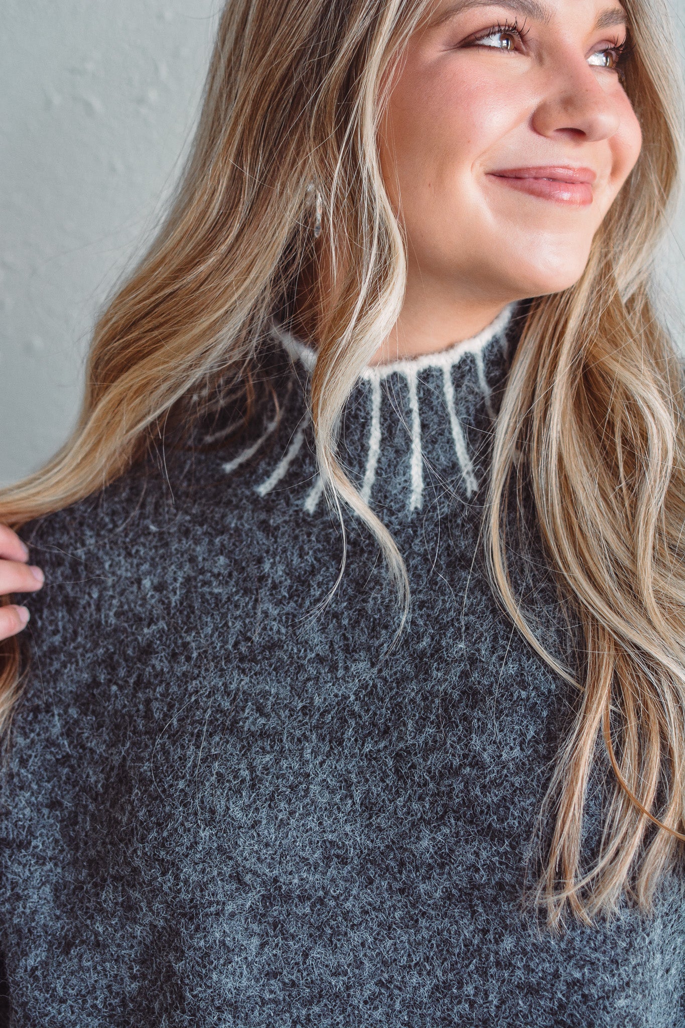 Grey Threaded Contrast Sweater Grey Threaded Contrast Sweater
