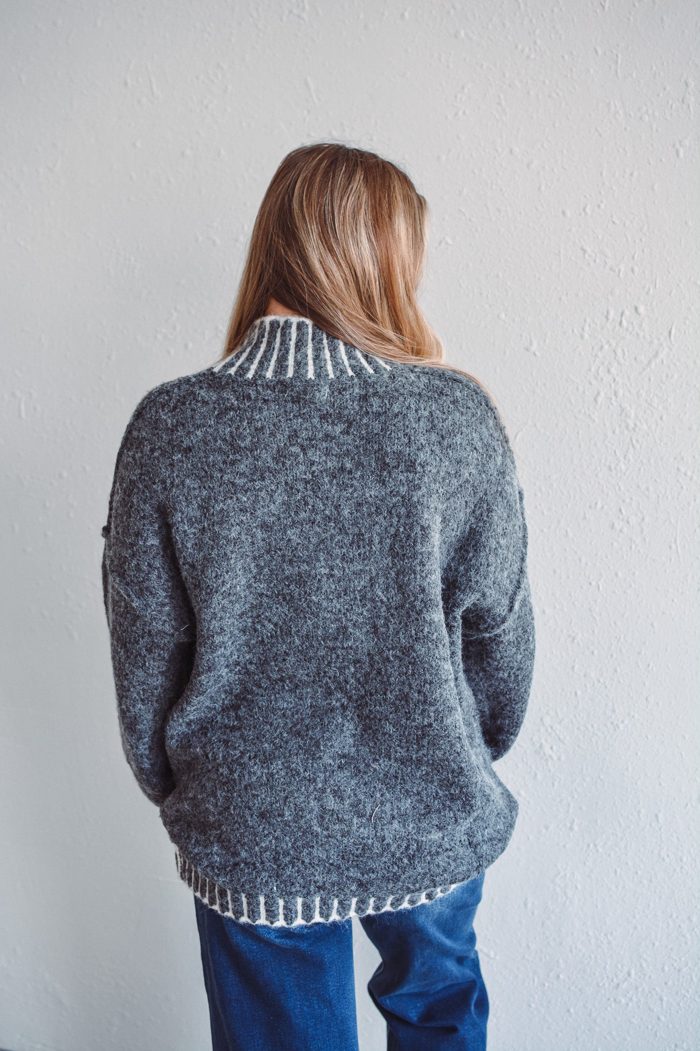 Grey Threaded Contrast Sweater Grey Threaded Contrast Sweater