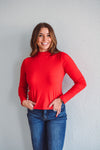 Basic Red Mock Neck