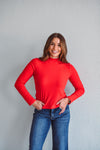 Basic Red Mock Neck