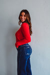 Basic Red Mock Neck