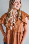 Camel Poplin Bow Top