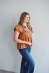 Camel Poplin Bow Top