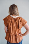 Camel Poplin Bow Top