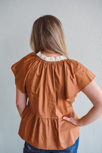 Camel Poplin Bow Top