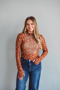 Amber Bloom Sheer Top